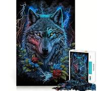Lupo nel Mandala Giungla Puzzle da 1000 pezzi per adulti Gioco di potenziamento mentale Taglio laser per un incastro perfetto Divertimento in famiglia Attività serale (50x75cm)