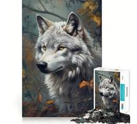 Lupo nella foresta autunnale - Puzzle da 1000 pezzi per adulti - Gioco di logica e allenamento - Incastro perfetto - Attività per rafforzare i legami affettivi (38x26cm)