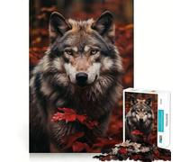 Lupo nella foresta rossa - Puzzle per adulti da 1000 pezzi - Gioco cognitivo - Incastri precisi,senza spazi vuoti - Attività rilassante per la pausa mentale (38x52cm)