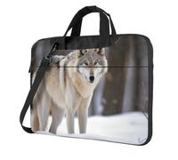 Lupo nella neve Borsa per laptop Tote Bag per Uomini Donne 14 pollici Manica Del Computer Portatile Borsa A Tracolla Cartella Messenger Borsa Del Computer