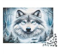 Lupo nella neve Puzzles 1000 Pezzi Carta riciclata per adulti Puzzle per adulti Impossibile difficile stimolante Ottima idea regalo per uomini e donne 38x26cm/1000pcs