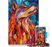 Lupo nella vetrata Puzzle per adulti 1000 pezzi Gioco di potenziamento cognitivo Design a incastro perfetto Regalo di compleanno Rompicapo Giocattolo (38x26cm)