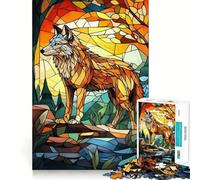 Lupo nella vetrata - Puzzle per adulti da 1000 pezzi - Gioco stimolante per la mente - Qualità premium con taglio laser - Attività rilassante di gruppo al chiuso (38x52cm)