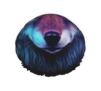 Lupo neon con testa viola L Cuffia da doccia con doppio strato tessuto impermeabile, adatto per il bagno e la cura della pelle