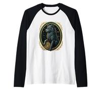 Lupo Norreno con Helm of Awe Aegishjalmur Rune Vichingo Maglia con Maniche Raglan