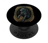 Lupo Norreno con Helm of Awe Aegishjalmur Rune Vichingo PopSockets PopGrip Adesivo