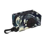 Lupo notte luna stampa cane Poop Bag Holder per guinzaglio Doggie Dog Waste Bag Dispenser Tessuto Morbido Cucciolo Potty Carrier