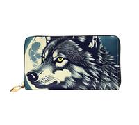 Lupo notte luna stampa cellulare carta di credito porta soldi portafoglio in pelle donna portafoglio carte tasca con cerniera, nero, taglia unica, Nero, One Size