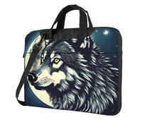Lupo Notte Luna Stampa Conveniente Laptop Borse Elegante E Protettivo Computer Bag Stile Unico, Nero , 13 inch