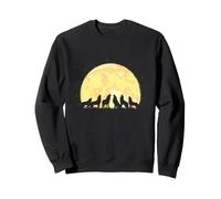 Lupo Pack Howling Luna Piena Silhouette Wildlife Art Felpa