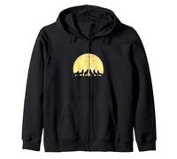 Lupo Pack Howling Luna Piena Silhouette Wildlife Art Felpa con Cappuccio