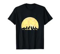 Lupo Pack Howling Luna Piena Silhouette Wildlife Art Maglietta