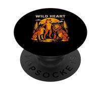 Lupo peloso dal cuore selvaggio di Therian Pride PopSockets PopGrip Adesivo