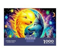 Lupo Per Le Feste: 1000 Pezzi Busta Di Puzzle A Rompicapo Lupo Sole Luna Enigma Di Abilità Logica E Gioco, Il Miglior Regalo Per Gli Amanti Dei Puzzle in Riunioni 70x50cm/1000pcs