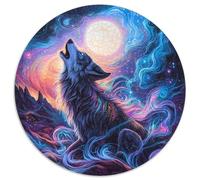 Lupo Puzzle 1000 pezzi Notte Chiara Luna Rotonda Puzzle Gioco Casuale Arte Decorazione Moderna per Adulti Bambini 1000pcs (67,5x67,5cm)