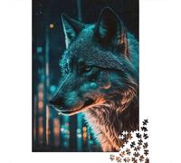 Lupo Scena Notturna Puzzle 1000 Pezzi Carta per Adulti Bosco Urbano Gioco di Puzzle 1000 Pezzi Famiglia Regalo 70x50cm/1000pcs