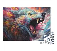 Lupo Selvaggio Arte Puzzle per Adulti Puzzle 1000 Pezzi Carta Gioco di Puzzle 1000 Pezzi Pittura Moderna Decorazione Casa Relax Focalizzazione Regalo 38x26cm/1000pcs