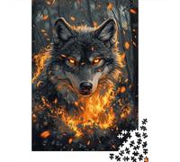 Lupo Selvaggio della Foresta Puzzle 1000 Pezzi Gioco di Puzzle 1000 Pezzi Carta Arte del Fuoco Relax Famiglia Decor Regalo 70x50cm/1000pcs