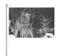 Lupo selvaggio stampato,Bandiera da giardino, bandiera decorativa da cortile, bandiera bifacciale, 2x3 piedi, per esterni e interni