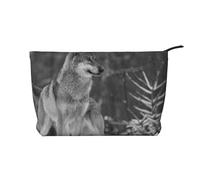 Lupo selvaggio stampato, Borsa per cosmetici in velluto a coste Borsa per il trucco Borsa da viaggio portatile