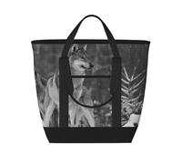 Lupo selvaggio stampato,Borsa porta pranzo grande capacità isolata per donne e uomini, lavoro, picnic, viaggi