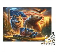 Lupo Selvatico e Orso Bruno Puzzle 1000 Pezzi Carta per Adulti Foresta Stile Americano Gioco di Puzzle 1000 Pezzi Relax Decorazione Regalo 52x38cm/1000pcs
