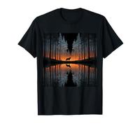 Lupo, Silhouette, Lago, riflessione, su, Il, Lago Maglietta