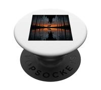 lupo, silhouette, lago, riflessione, su, il, lago PopSockets PopGrip Adesivo