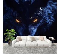 Lupo Solitario Nella Notte Oscura Carta da Parati Fotografica Panorama Effetto 400x280 cm Blu Decorazione per la Casa per Pareti per Camera Da Letto Sala Fotomurali In Tessuto Non Tessuto