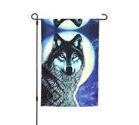 Lupo sotto la luna Bandiera decorativa da giardino 30,5 x 45,7 cm, 100% fibra di poliestere, tessuto spesso, universale per tutte le stagioni