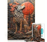 Lupo sotto la luna piena,puzzle da 1000 pezzi,gioco di abilità mentale,taglio di alta precisione,hobby affascinante per i momenti di svago (50x75cm)
