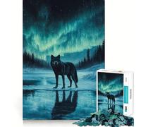 Lupo sotto l'aurora boreale - Puzzle da 1000 pezzi - Gioco cognitivo divertente - Componenti robusti e ben definiti - Momento di tranquillità - Esercizio mentale a casa (50x75cm)