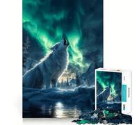 Lupo sotto l'aurora boreale - Puzzle da 1000 pezzi - Gioco cognitivo divertente - Componenti robusti e ben definiti - Esercizio mentale per momenti di tranquillità a casa (38x26cm)