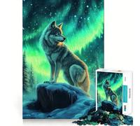 Lupo sotto l'aurora boreale - Puzzle da 1000 pezzi - Gioco di abilità mentale - Taglio di precisione - Hobby affascinante per i momenti di svago (38x26cm)