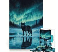 Lupo sotto l'aurora boreale - Puzzle per adulti da 1000 pezzi - Gioco stimolante per la mente - Qualità premium con taglio laser - Attività rilassante di gruppo al chiuso (38x26cm)