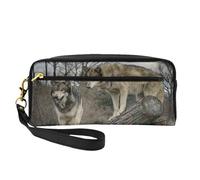 Lupo stampato, Borsa per il trucco Borsa per cosmetici Borsa da viaggio portatile da toilette Astuccio in pelle per donne e ragazze