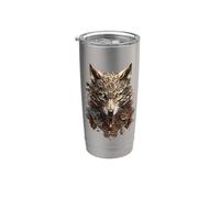 Lupo steampunk Bicchiere termico in acciaio inox doppia parete