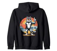 Lupo Surf con Occhiali da Sole Retro Oceano Felpa con Cappuccio