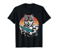 Lupo Surf con Occhiali da Sole Retro Oceano Maglietta
