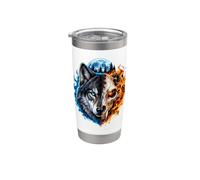 Lupo, teschio, fuoco, e, ghiaccio, luna, foresta, stile gotico, fauna Bicchiere termico in acciaio inox doppia parete