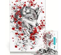 Lupo tra i fiori di ciliegio - Puzzle da 1000 pezzi per adulti,gioco di memoria,incastro perfetto,compatto,divertente per il tempo libero in famiglia (38x26cm)
