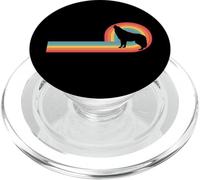 Lupo - Tramonto Retro Animal Wildlife Zoo Artic Grigio Grigio PopSockets PopGrip per MagSafe
