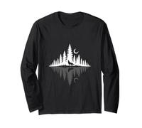 Lupo ululando nella foresta Silhouette di notte Maglia a Manica