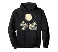Lupo Ululante alla Luna Amanti dei Lupi Selvaggio Notturno Felpa con Cappuccio