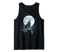 Lupo ululante alla Luna Notte Foresta Scena Canotta