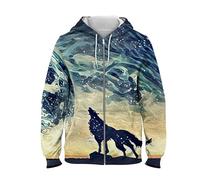 Lupo Ululante Luna Foresta Natura Fauna Selvatica Animale Modello 3D Stampato Donne Uomini Cerniera su Felpa con Cappuccio Casual con Cappuccio Felpa Giacca Abbigliamento Sportivo