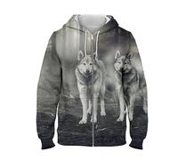 Lupo Ululante Luna Foresta Natura Fauna Selvatica Animale Modello 3D Stampato Donne Uomini Cerniera su Felpa con Cappuccio Casual con Cappuccio Felpa Giacca Abbigliamento Sportivo