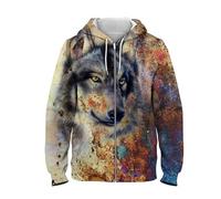 Lupo Ululante Luna Foresta Natura Fauna Selvatica Animale Modello 3D Stampato Donne Uomini Cerniera su Felpa con Cappuccio Casual con Cappuccio Felpa Giacca Abbigliamento Sportivo