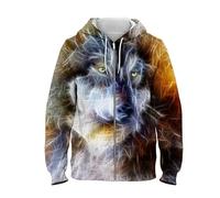 Lupo Ululante Luna Foresta Natura Fauna Selvatica Animale Modello 3D Stampato Donne Uomini Cerniera su Felpa con Cappuccio Casual con Cappuccio Felpa Giacca Abbigliamento Sportivo