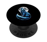 Lupo Ululante Sotto La Luna Piena PopSockets PopGrip Adesivo